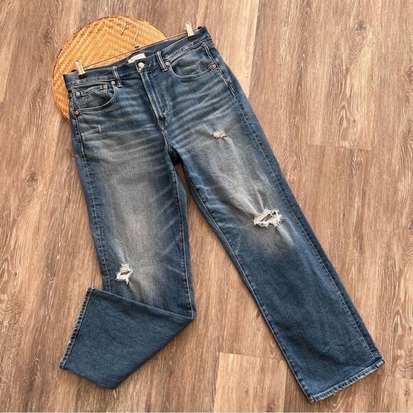 American eagle men’s the straight jeans medium washed lightly distressed size 32 - Picture 1 of 5